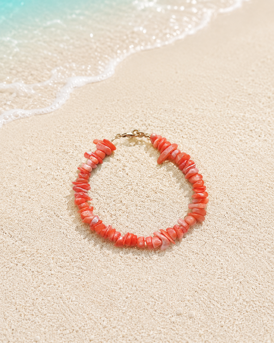Bracelet Caraïbe Corail Bambou Orange
