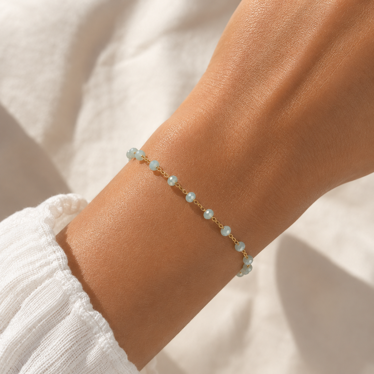 Bracelet Grigri Facetté Bleu Pastel
