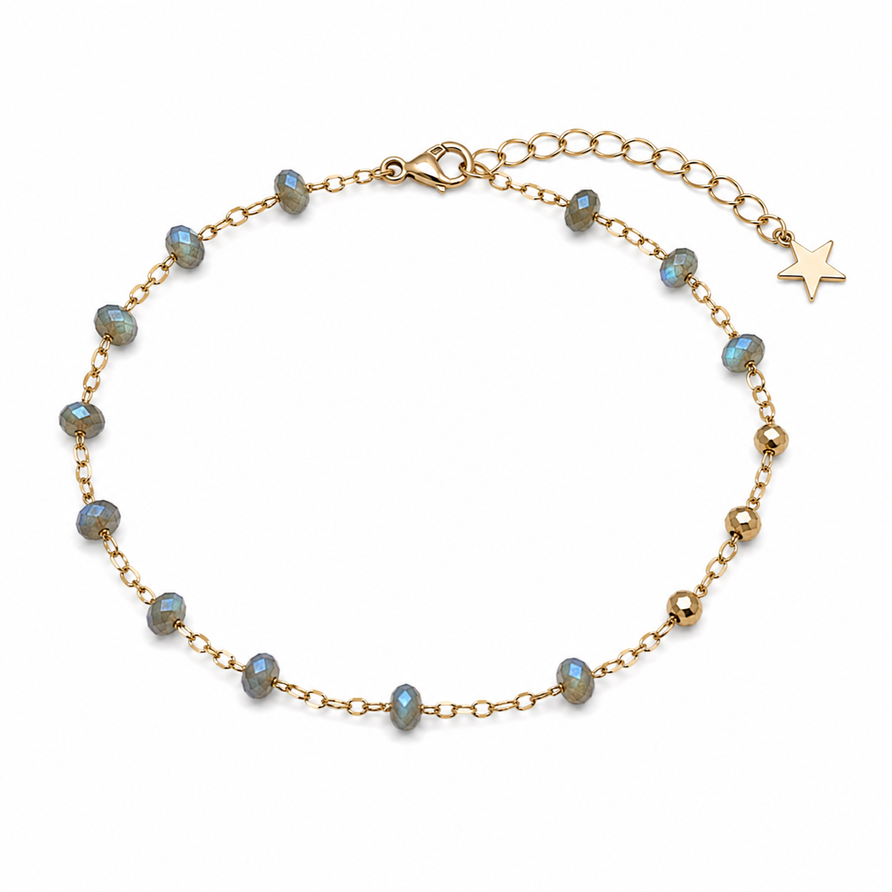 Bracelet Grigri Facetté Bleu Doré