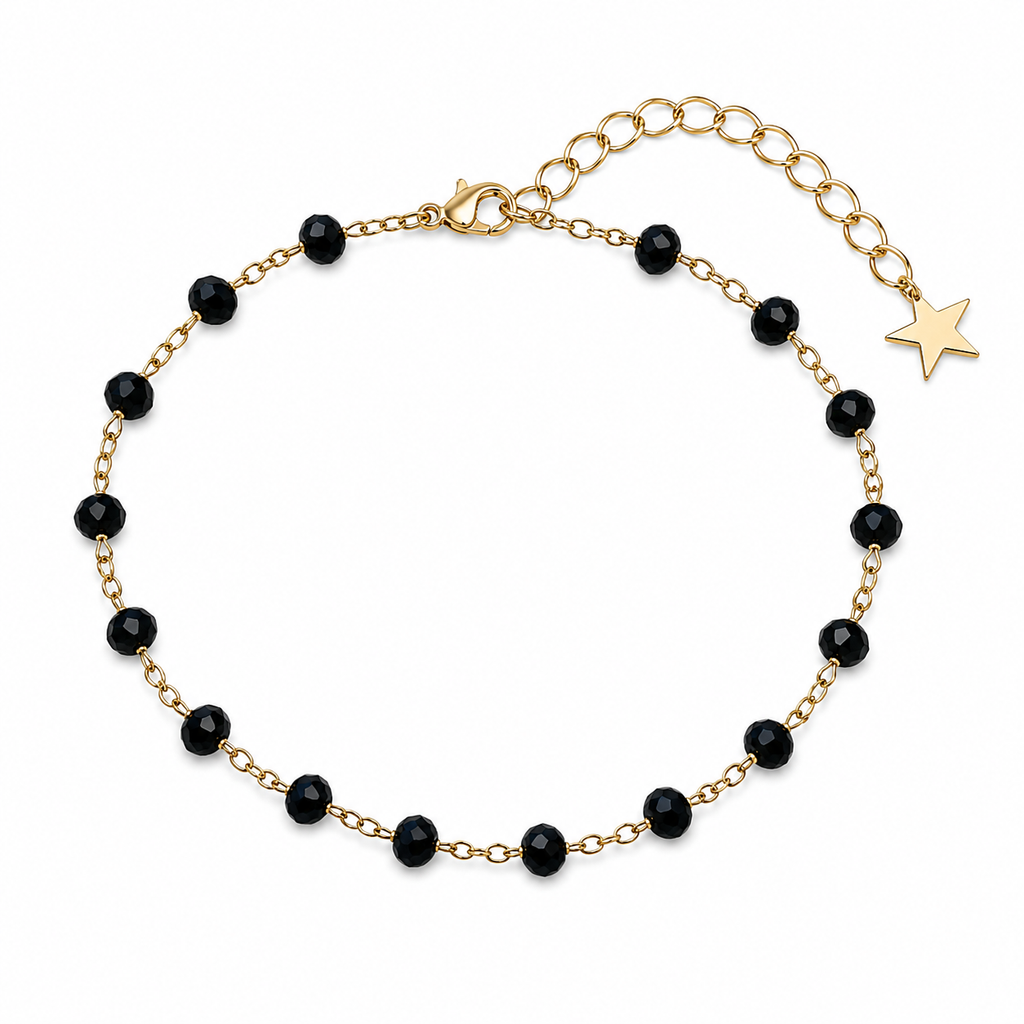 Bracelet Grigri Facetté Noir
