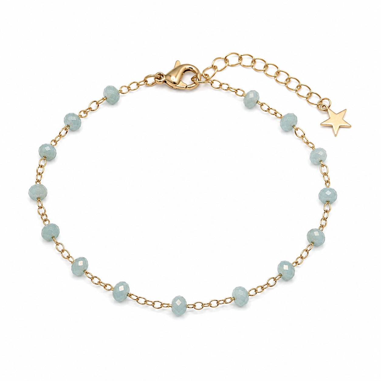 Bracelet Grigri Facetté Bleu Pastel