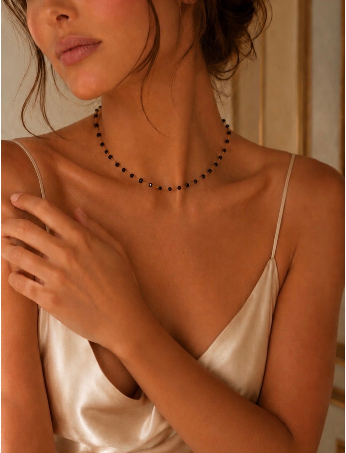 Collier Grigri Facetté Noir