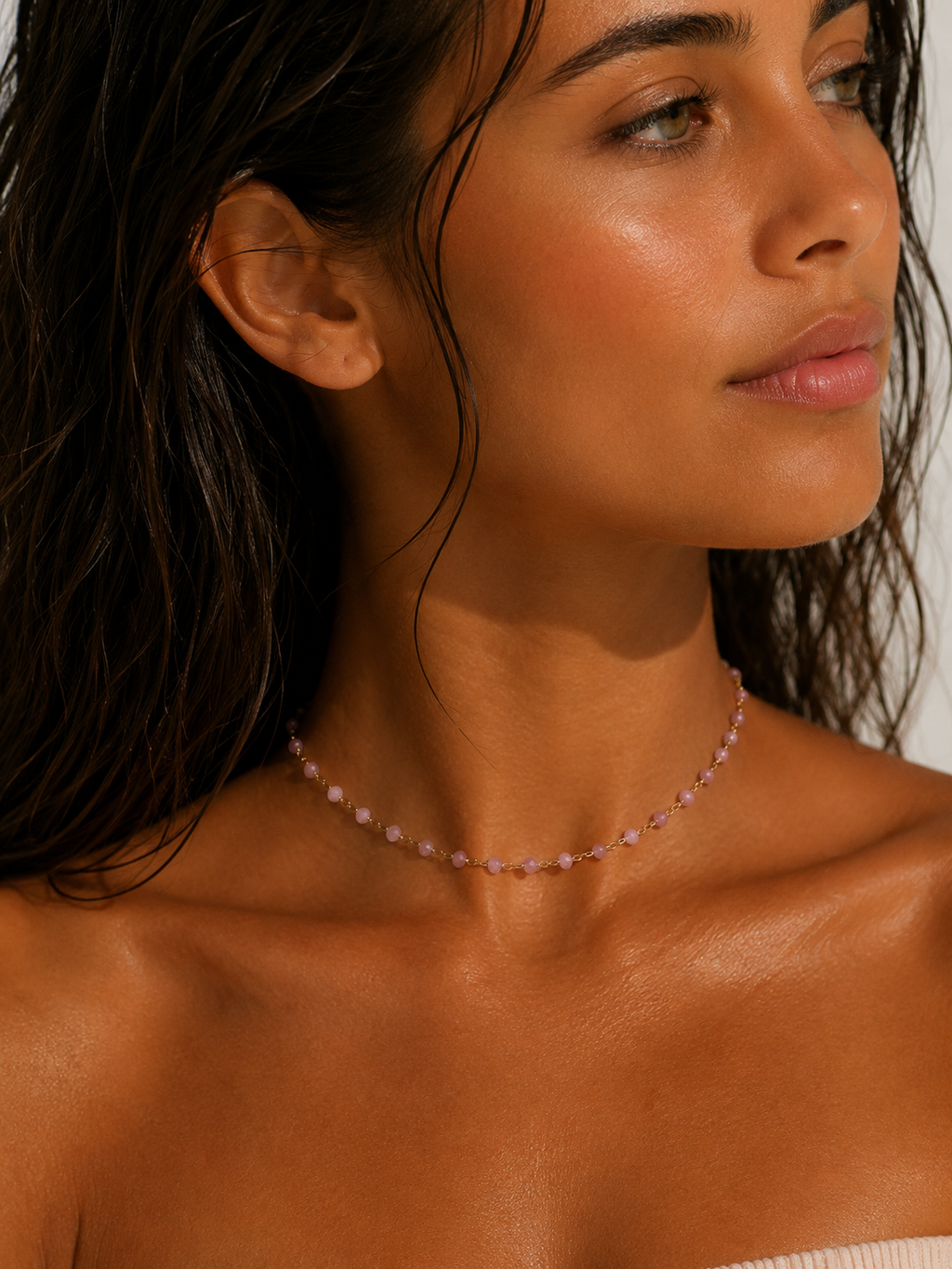 Collier Grigri Facetté Rose