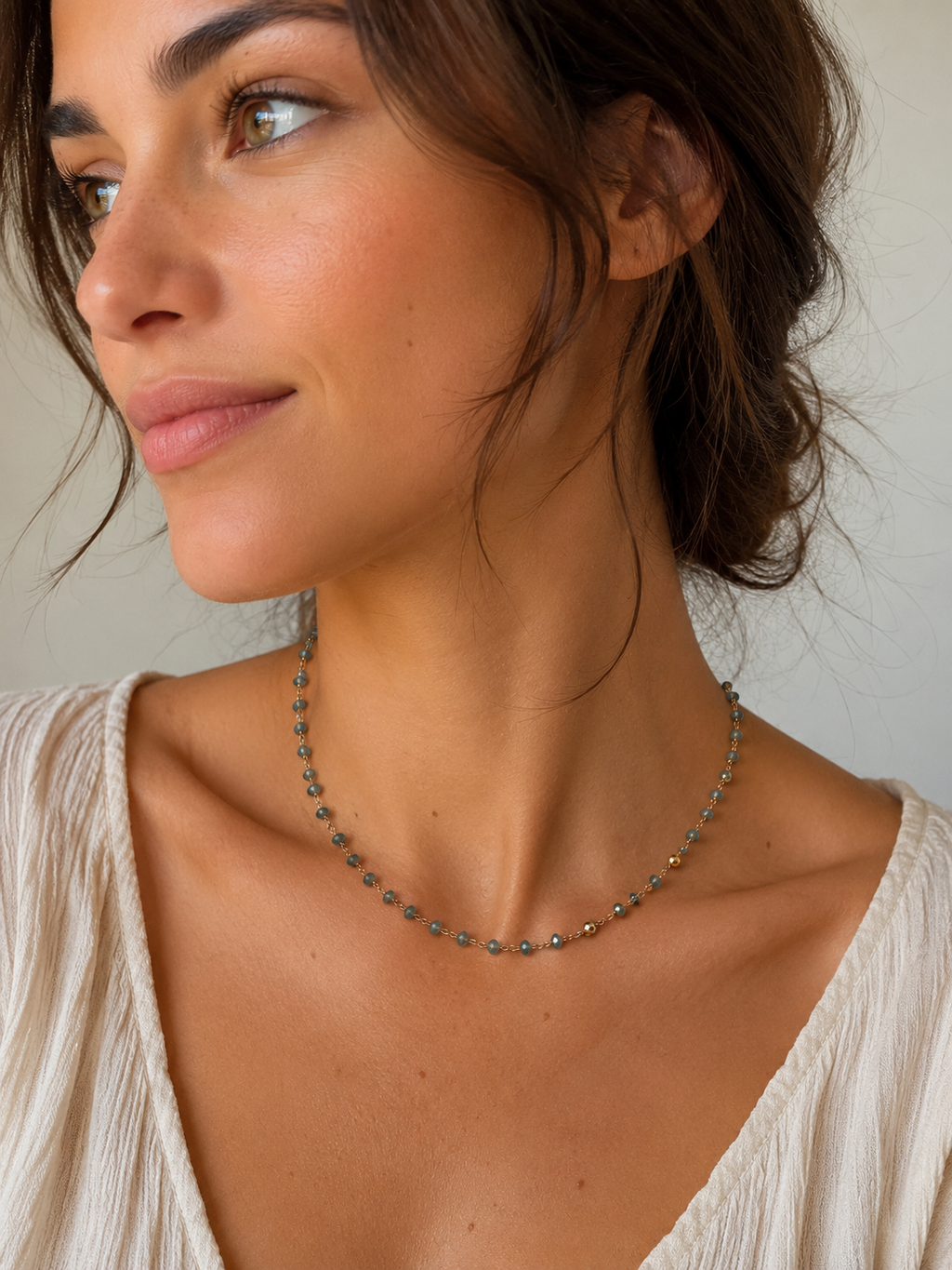Collier Grigri Facetté Bleu