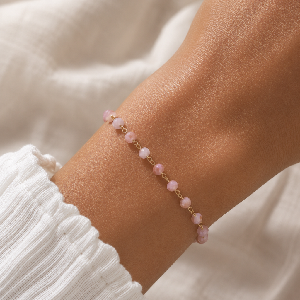 Bracelet Grigri Facetté Rose