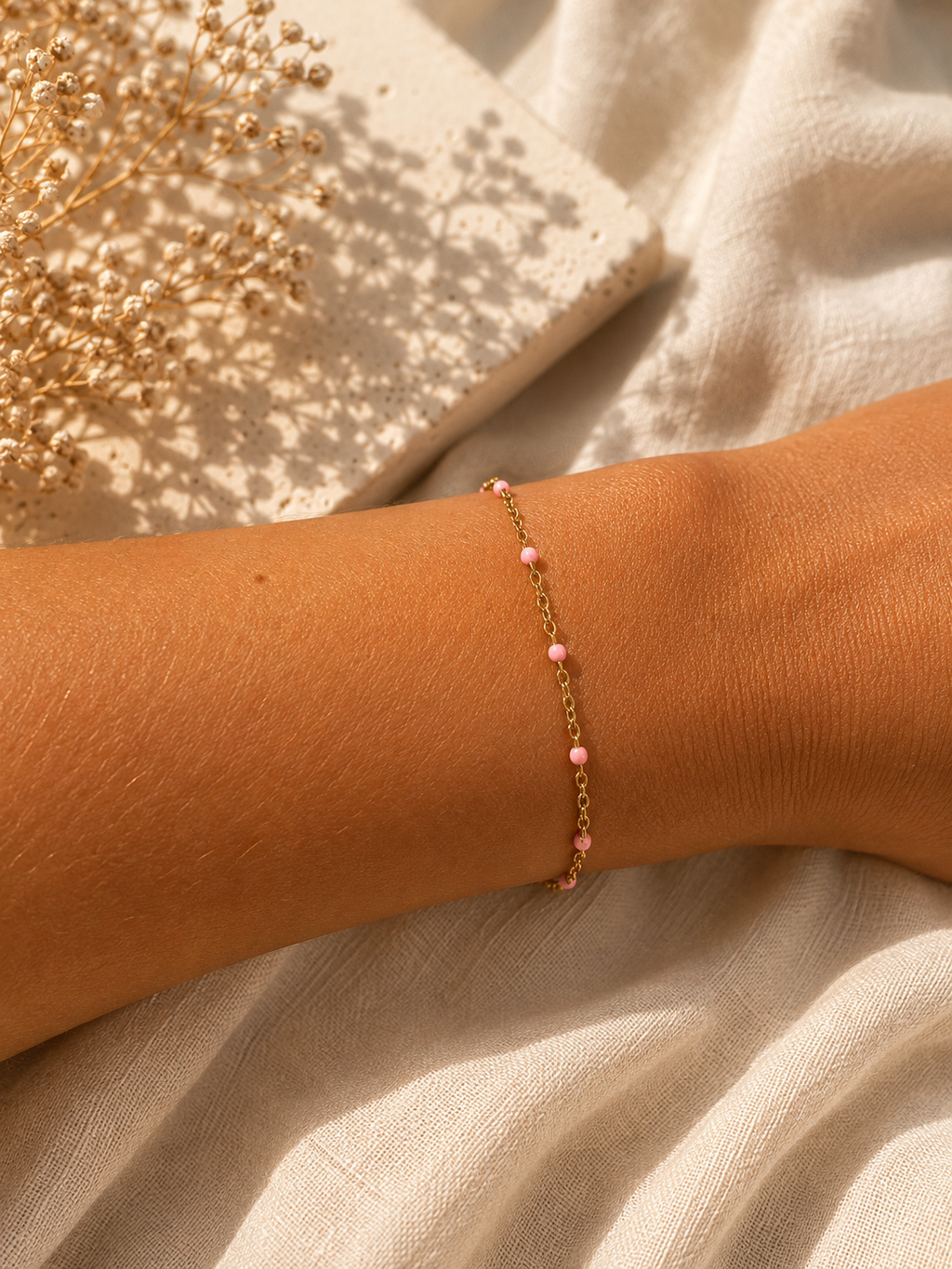 Grigri bracelet acier - Rose