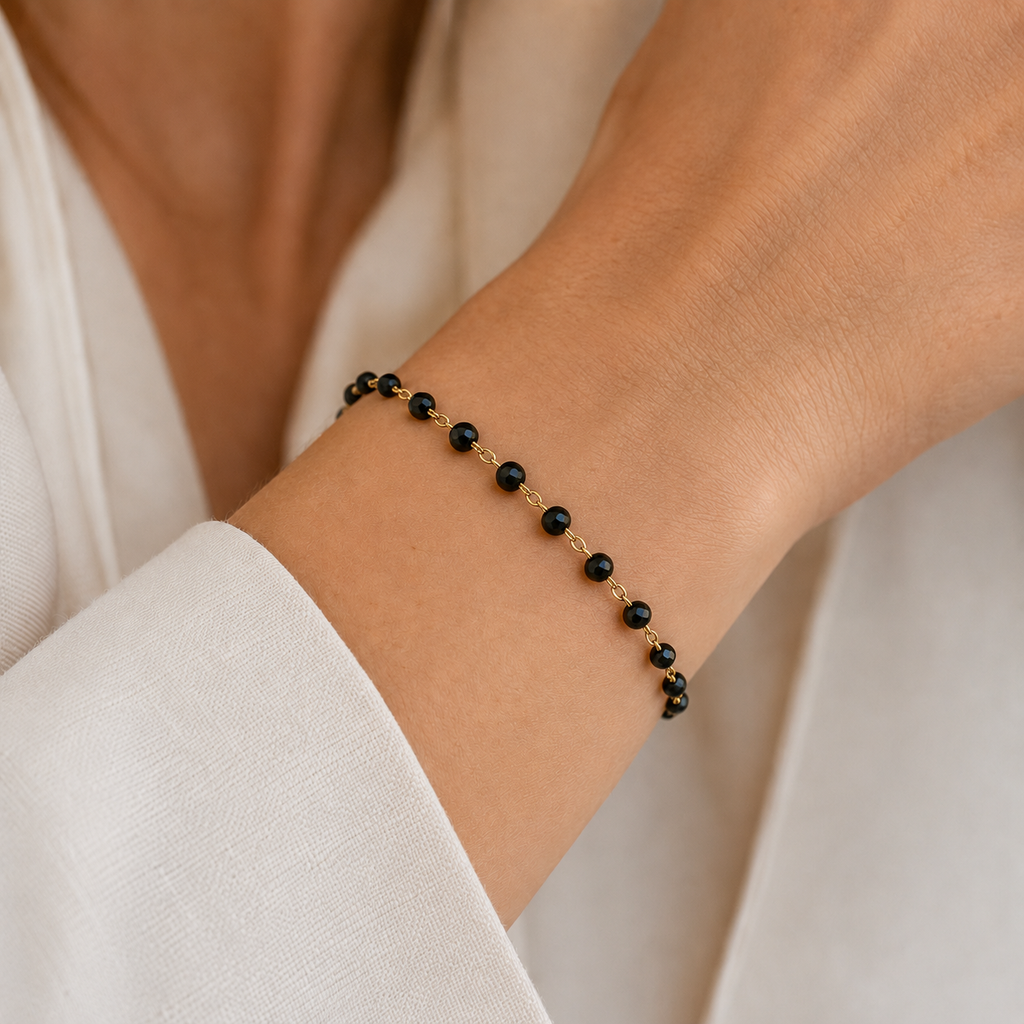 Bracelet Grigri Facetté Noir